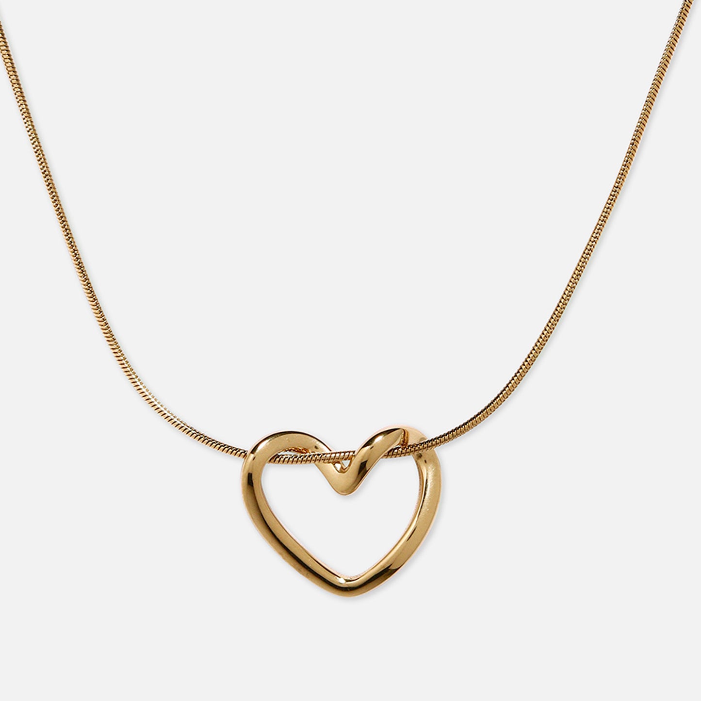 Cherly Accessories Open Heart Small Light Weight Pendant Stainless Steel Chain Necklace Golden for Women and Girls