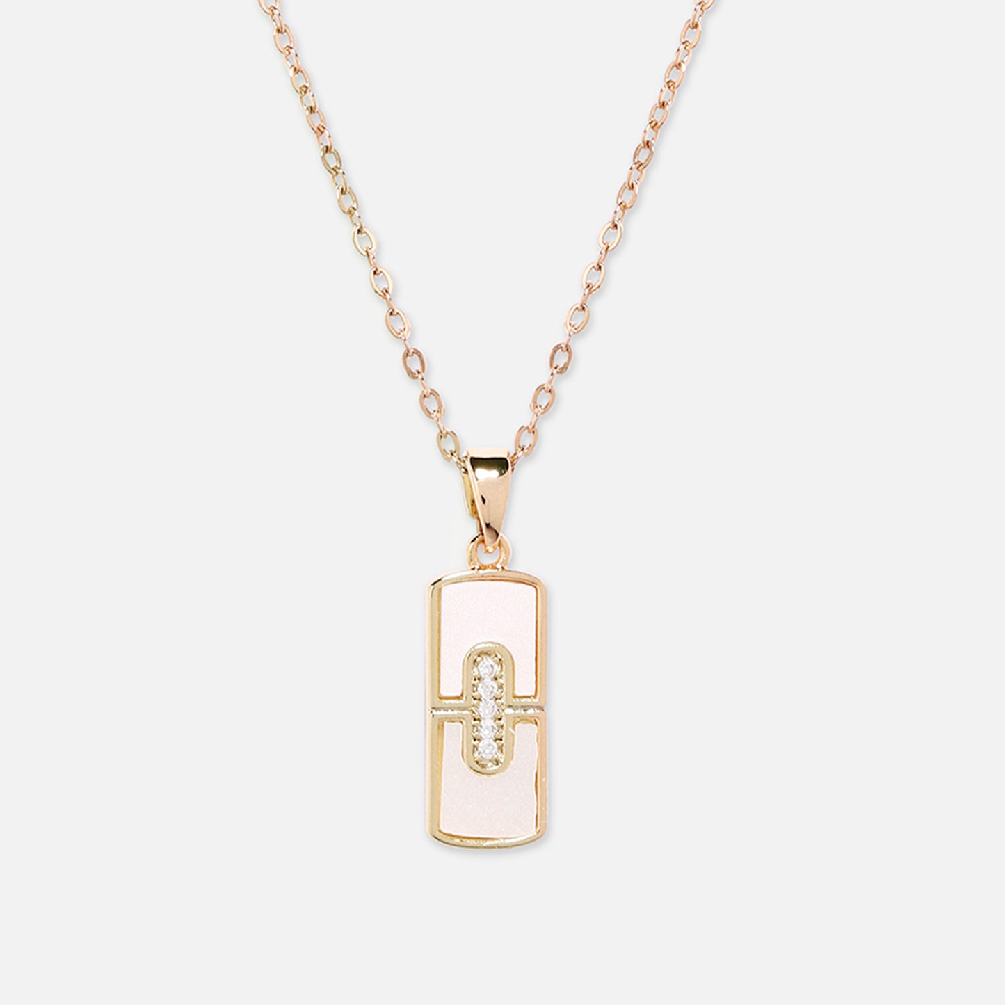 Marble Studed Rhodium Gold-Plated Cubic Pendant