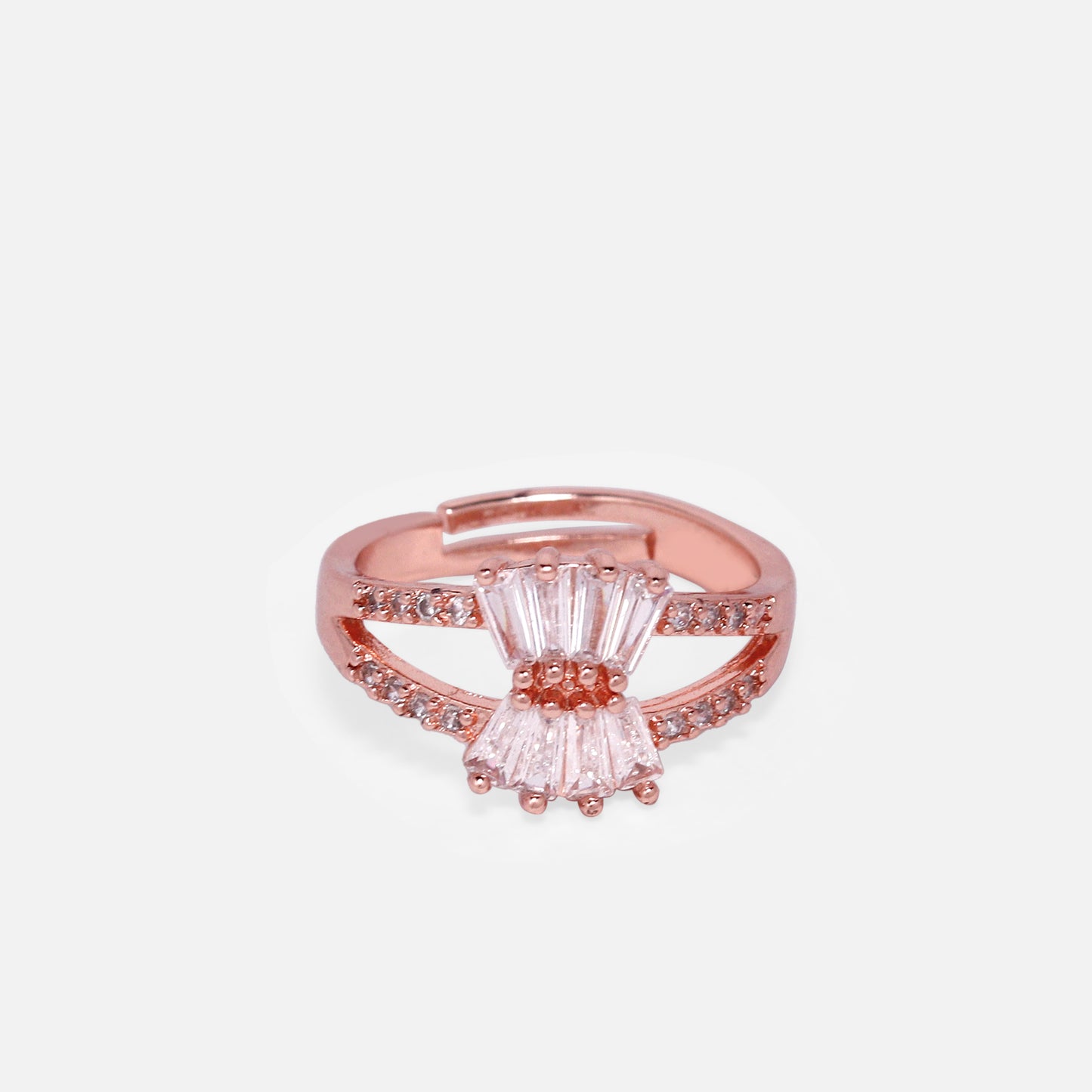 Cherly Shiny Crystal Extended Bow Rose Gold Ring
