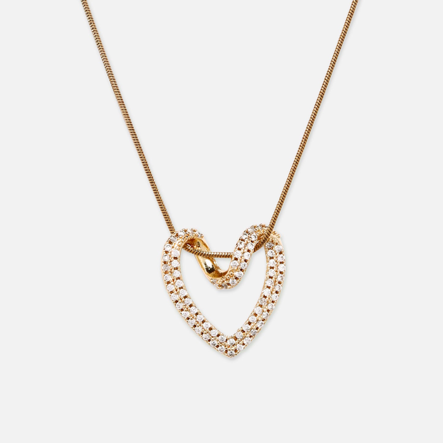 Cherly Heart Sparkle Pendant With American Diamonds