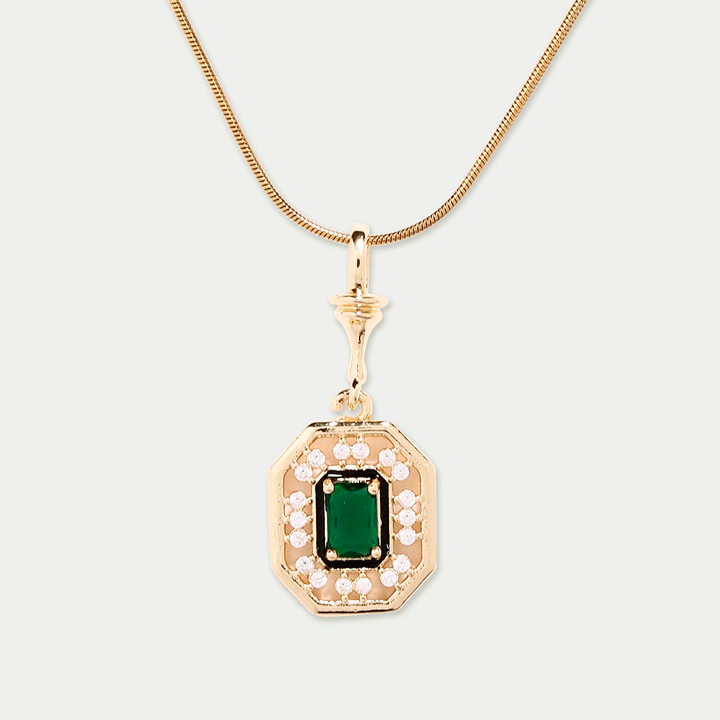 Cherly Green Dazzling Cubic Zirconia Pendant Chain