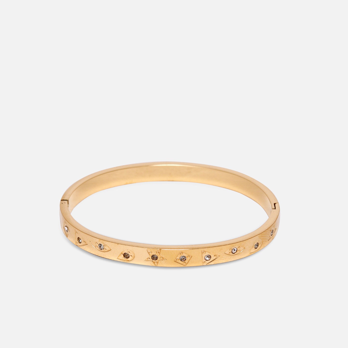 Round Diamond Bangle Bracelet For Womens - Waterproof & Anti-Tarnish (One Size)