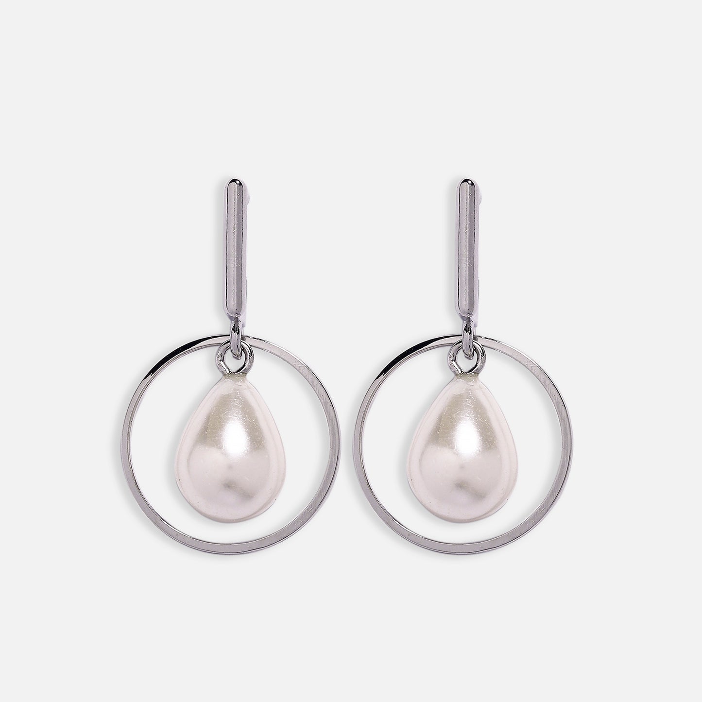 CHERLY Silver Plated Drop Pearl Earring
