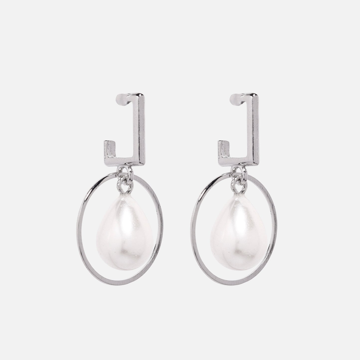 CHERLY Silver Plated Drop Pearl Earring