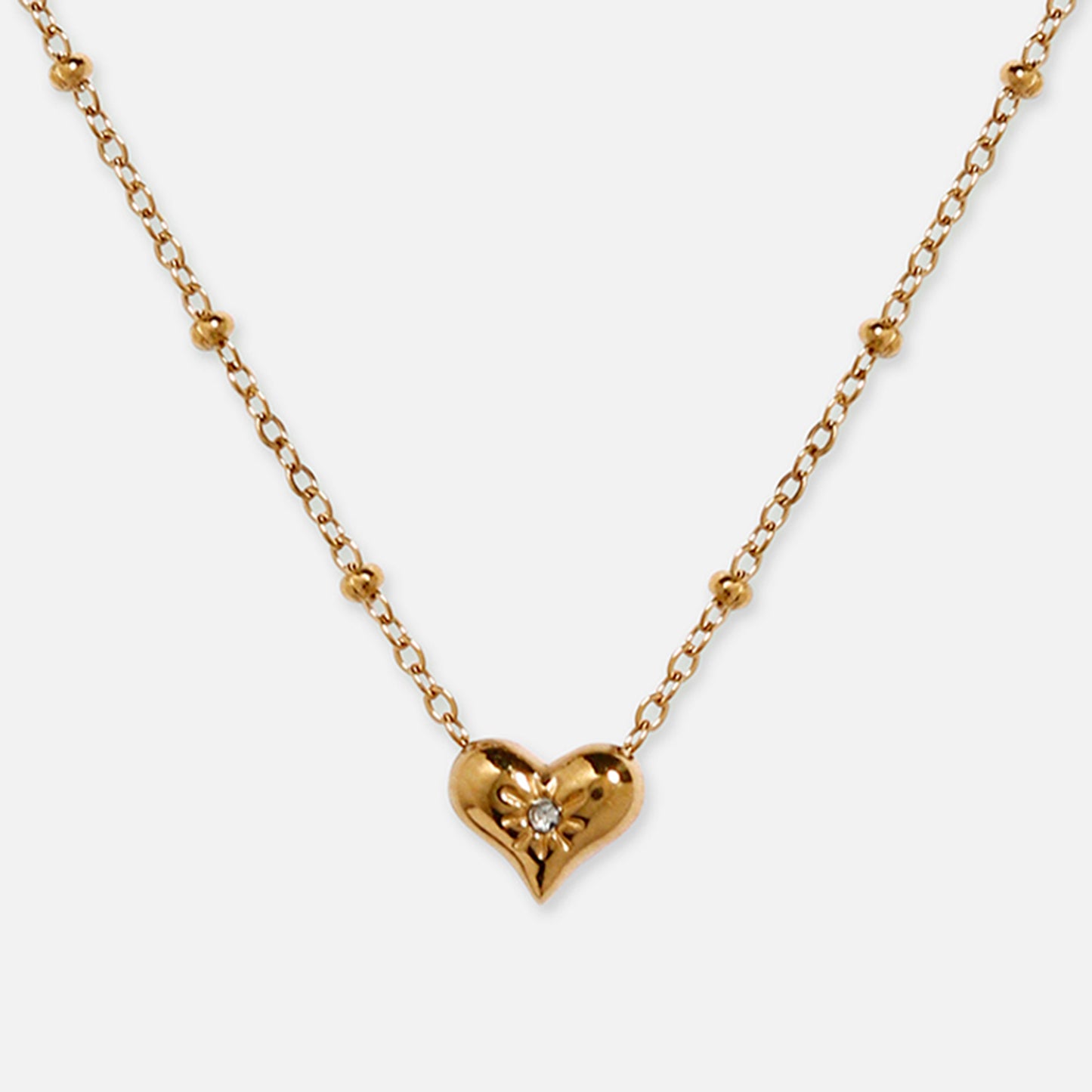 Cherly Puffy Heart Pendant Chain