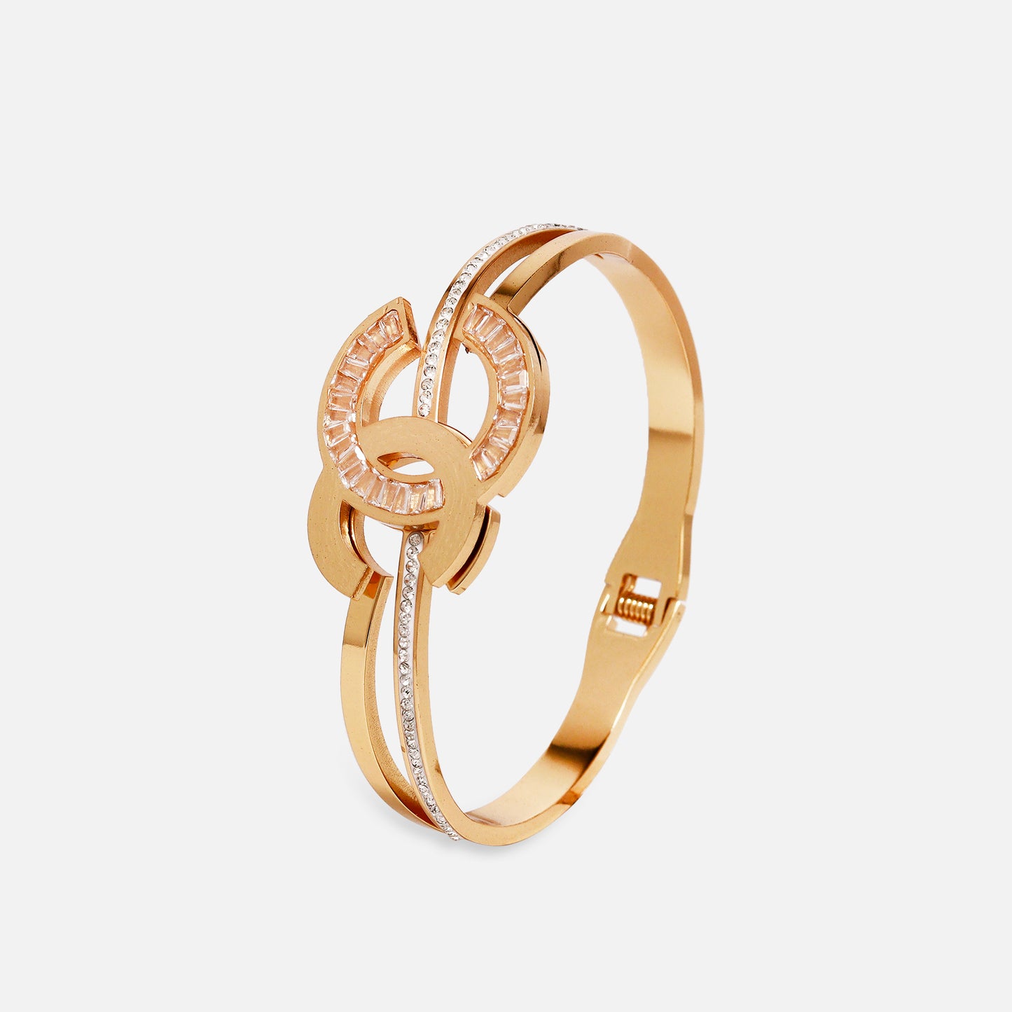 Women Gold-Plated CZ & Crystal Studded Kada Bracelet