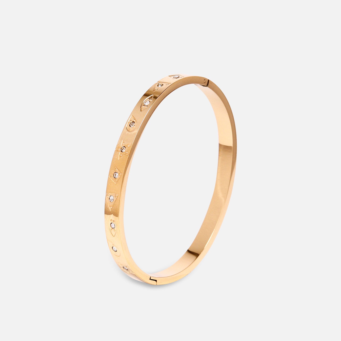 Round Diamond Bangle Bracelet For Womens - Waterproof & Anti-Tarnish (One Size)