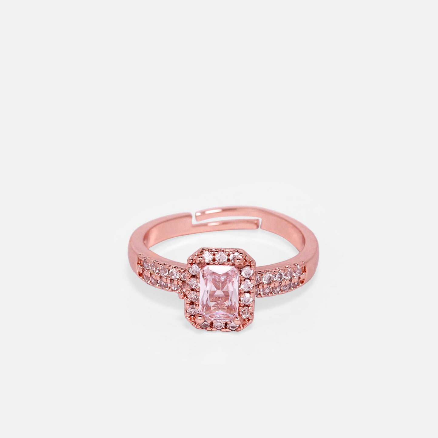 CHERLY Sparkling Studded American Diamond Square Statement Ring