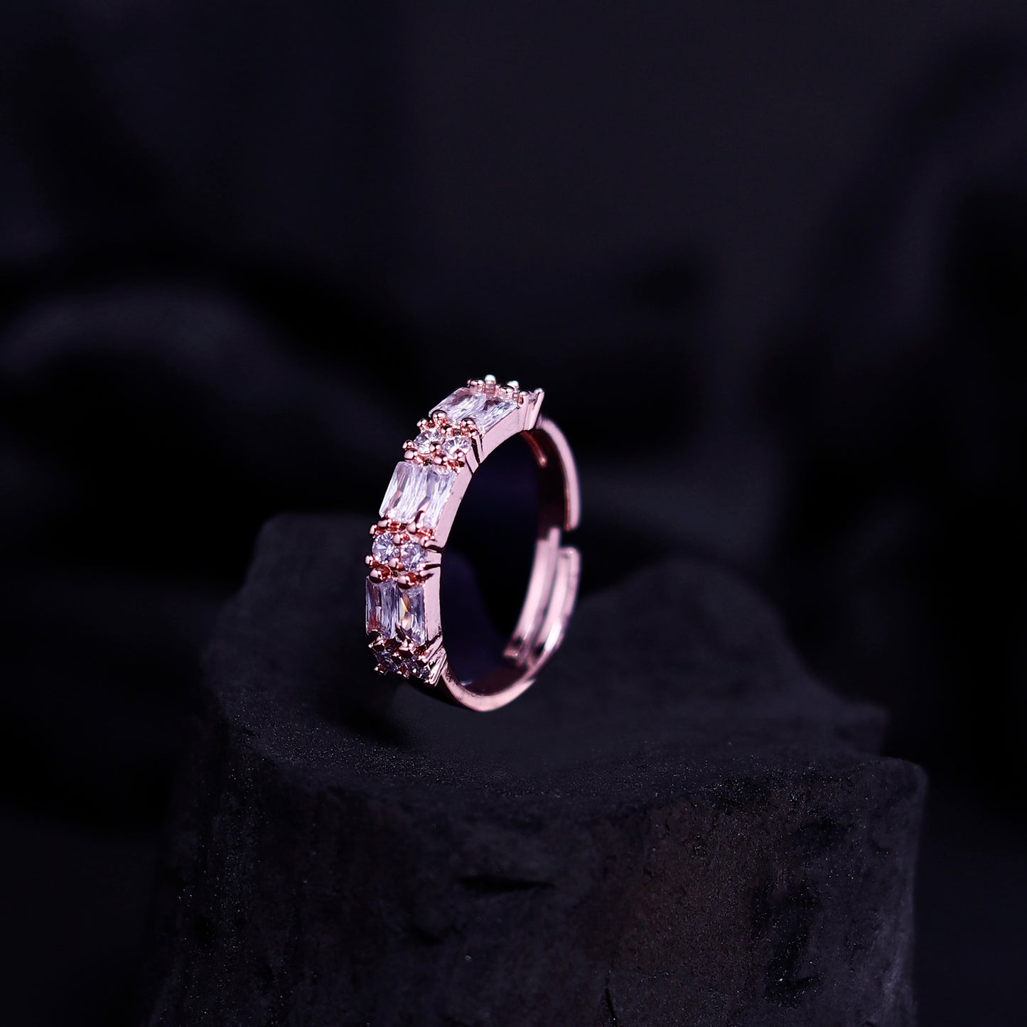 CHERLY Matrix Ring, Baguette Cut, Pink, Rose Gold-Tone Ring