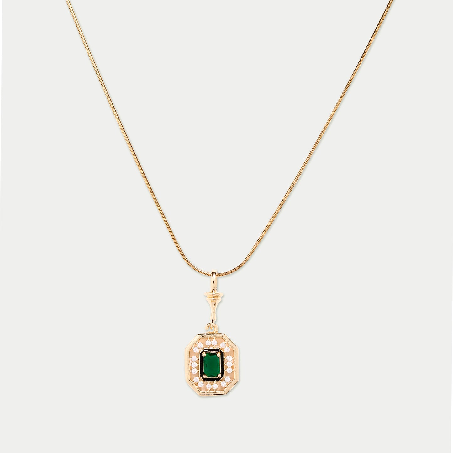 Cherly Green Dazzling Cubic Zirconia Pendant Chain