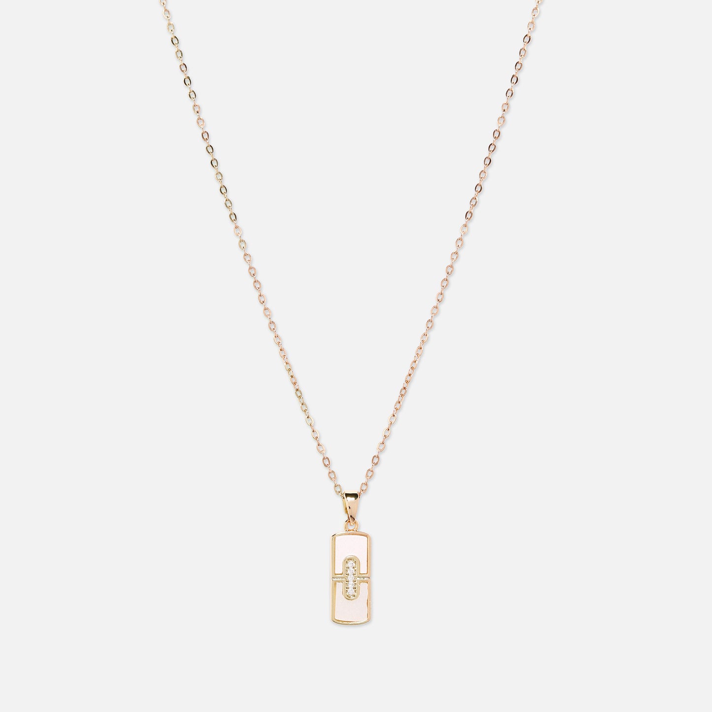 Marble Studed Rhodium Gold-Plated Cubic Pendant