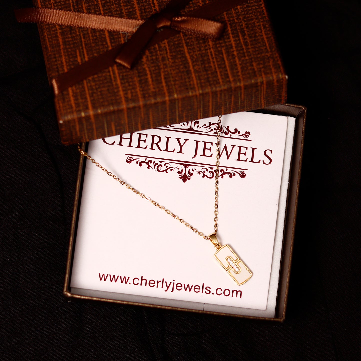 Marble Studed Rhodium Gold-Plated Cubic Pendant