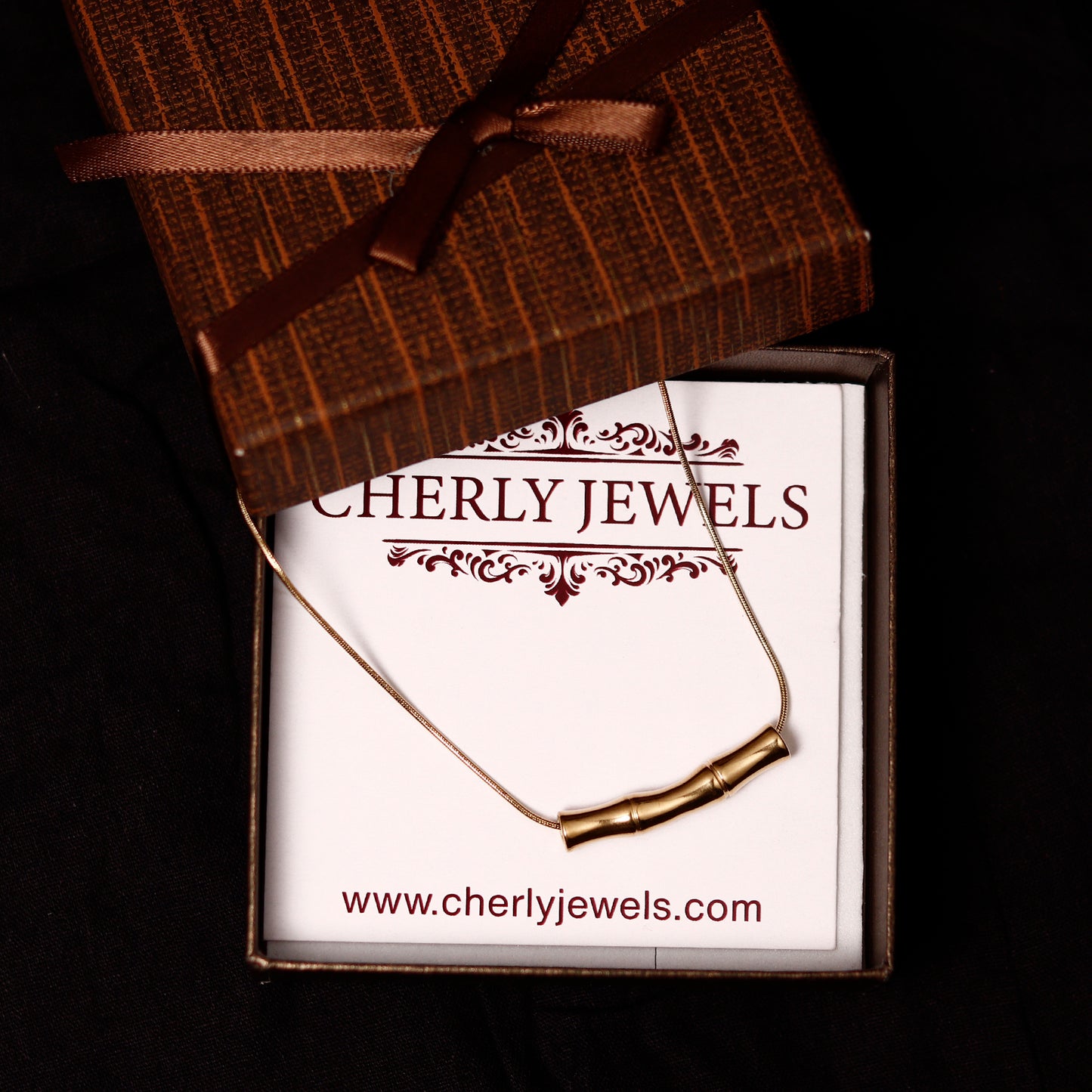 Cherly Anty Tarnish Bamboo Shape Pendant
