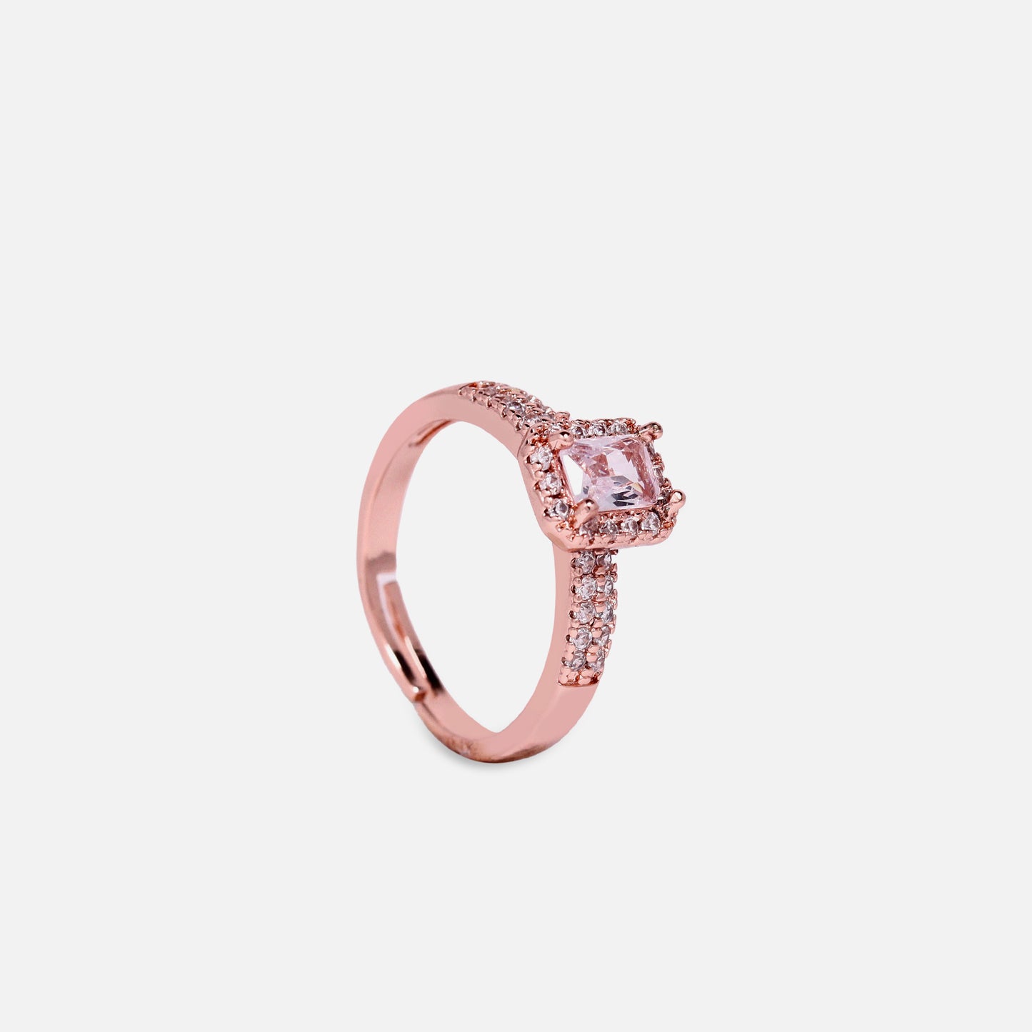 CHERLY Sparkling Studded American Diamond Square Statement Ring