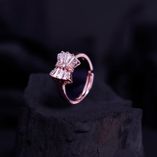 Cherly Siny Crystal Rose Gold Plating Bow Ring
