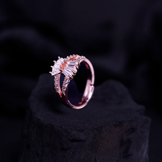 Cherly Shiny Crystal Extended Bow Rose Gold Ring