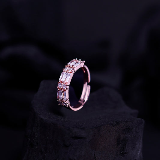 CHERLY Matrix Ring, Baguette Cut, Pink, Rose Gold-Tone Ring