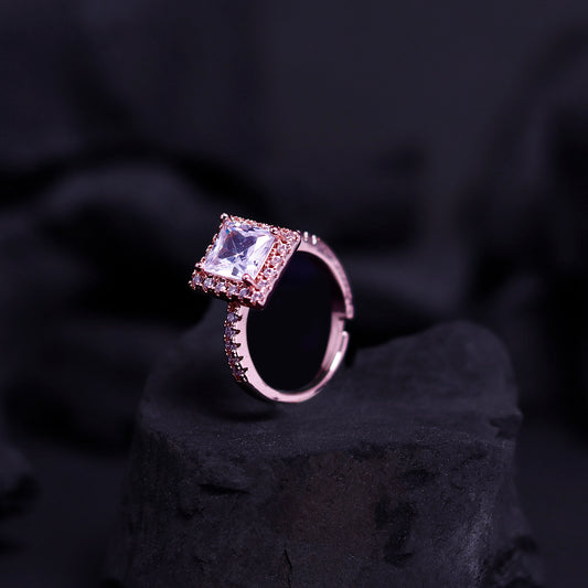 Cherly Women's Square Large Clear Cubic Fashion Ring