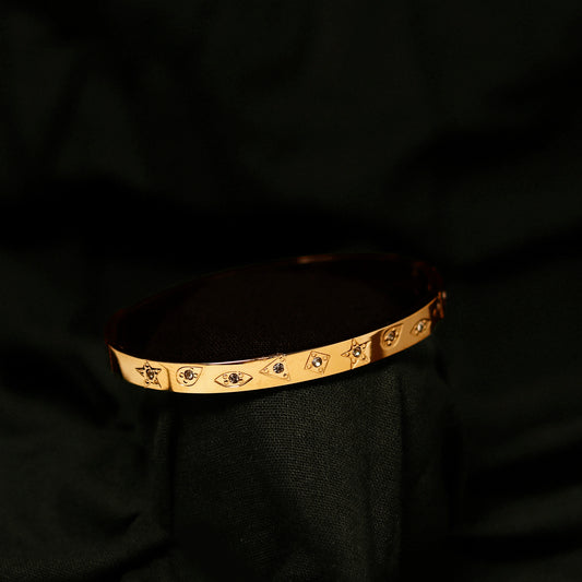 Round Diamond Bangle Bracelet For Womens - Waterproof & Anti-Tarnish (One Size)