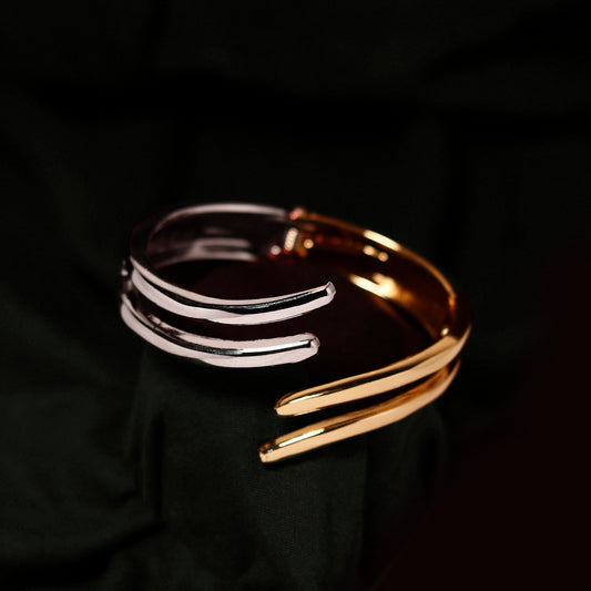 CHERLY Fashion Unique Jewellery Double Color Geometric Crystals Bracelets & Bangles Jewellery Accessories Magnetic Closure Bangle for Women/Girls.