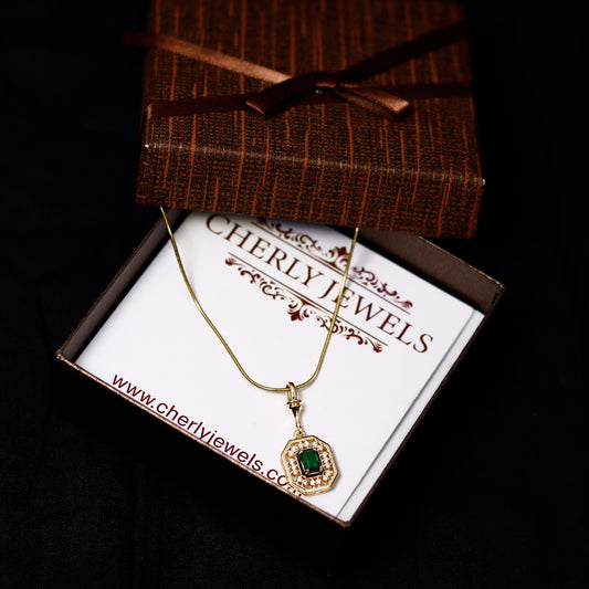Cherly Green Dazzling Cubic Zirconia Pendant Chain