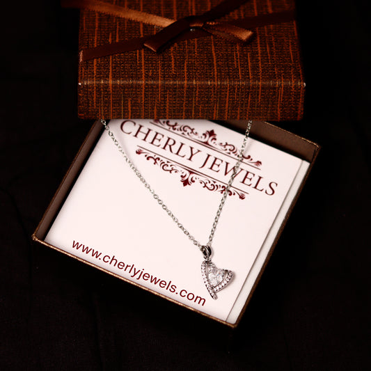 Silver-Plated Letter B Heart Pendant Necklace