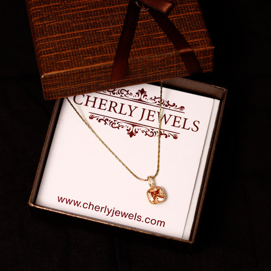 Cherly Morganite pink cushion cut necklace