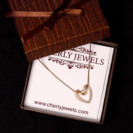 Cherly Heart Sparkle Pendant With American Diamonds