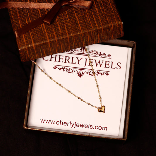 Cherly Puffy Heart Pendant Chain