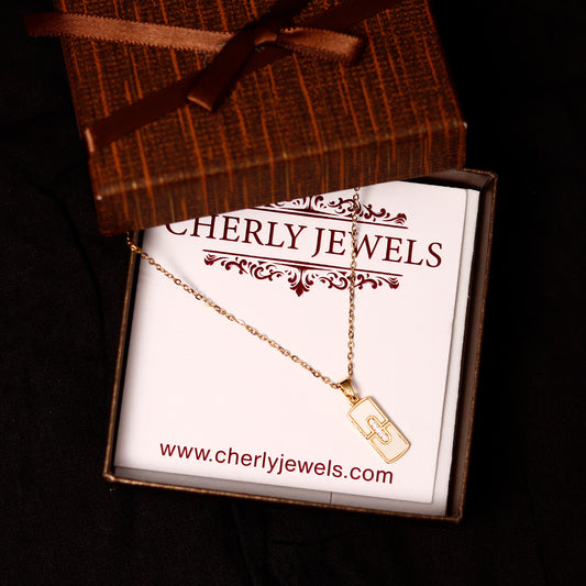 Marble Studed Rhodium Gold-Plated Cubic Pendant