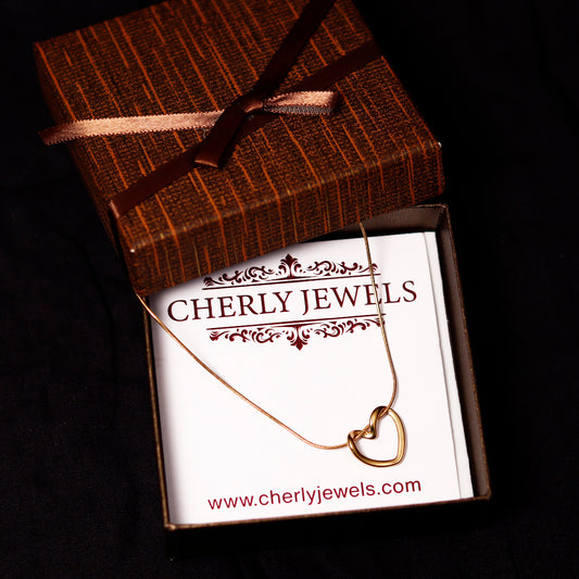 Cherly Accessories Open Heart Small Light Weight Pendant Stainless Steel Chain Necklace Golden for Women and Girls